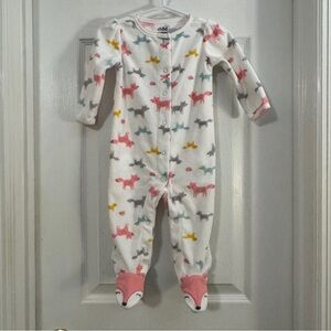 Carter's Baby Girl Like New White Footie with Pink and Gray Animal Print